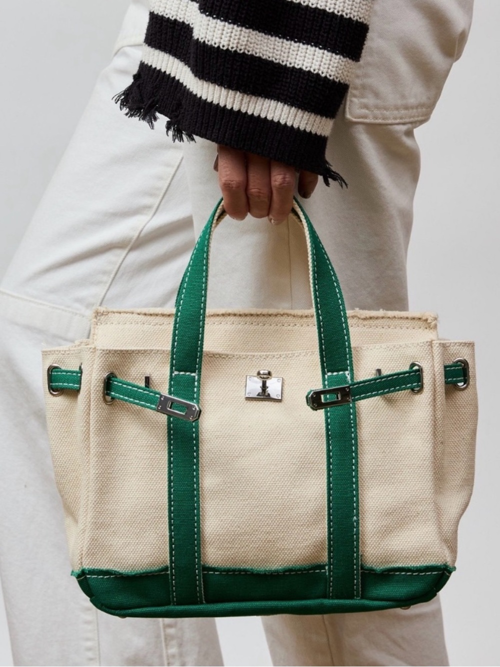 SUNWIN mini green canvas boatkin boat tote bag